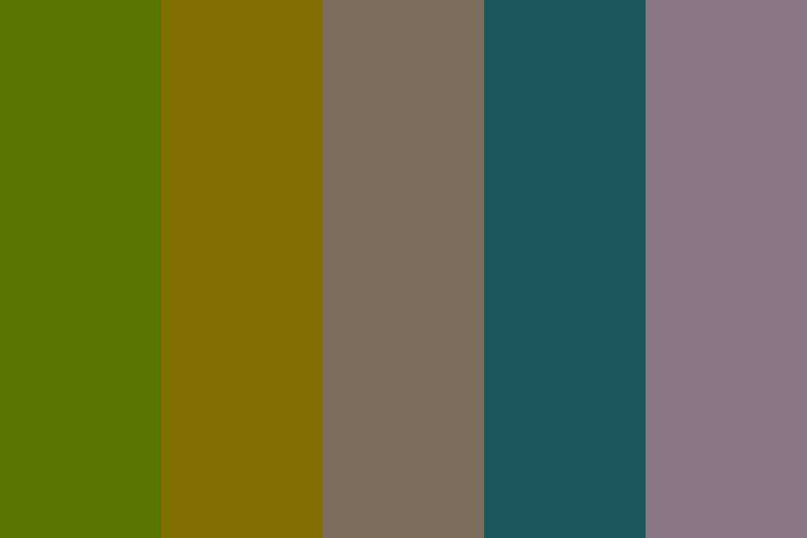 A photo of a color palette with dark and unapealing colors from a brownish green to a dusty lavender