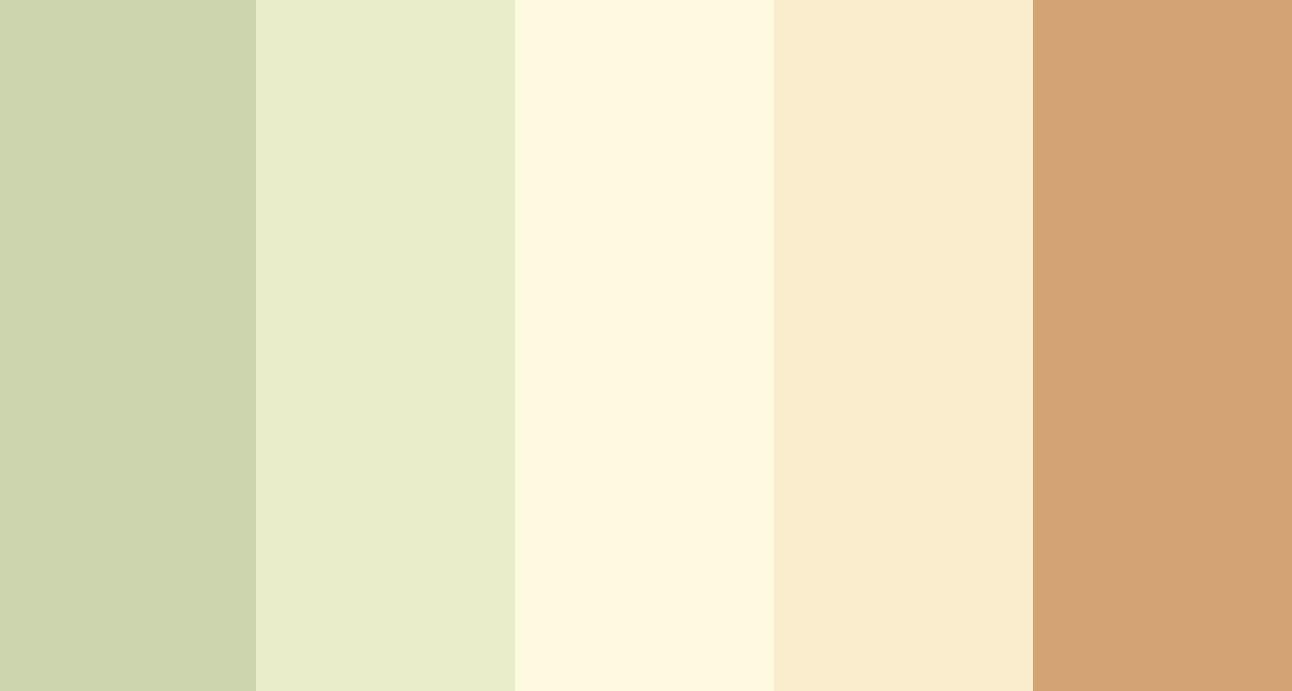 A photo of a color palette that transitions from a light green to a light brown
